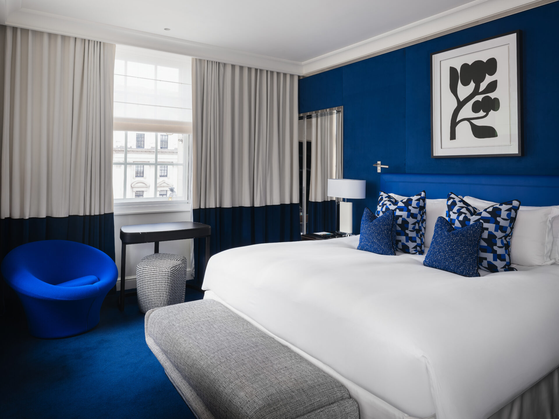 Bedroom in new suite at Sofitel London St James, by Pierre-Yves Rochon