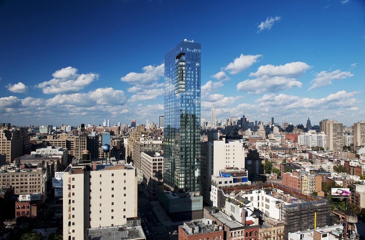 skyline view of New York with Delano Soho New York in the middle