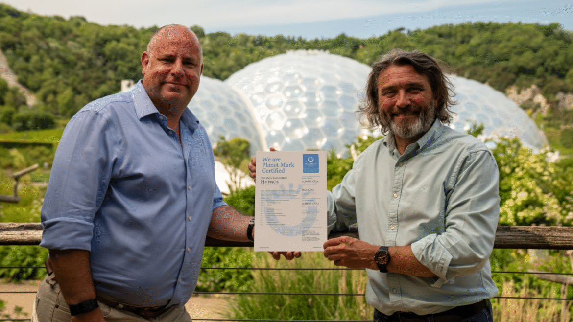 Hypnos Group MD David Baldry and Planet Mark CEO Steve Malkin at Eden Project