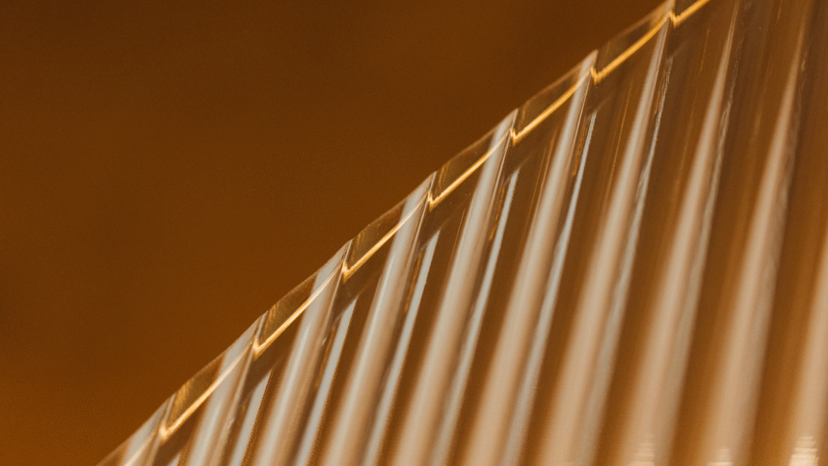 Fluted amber glass from Majestic London