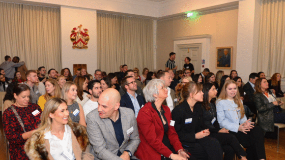 Packed audience of attendees to the NEWH UK 2025 scholarship award ceremony