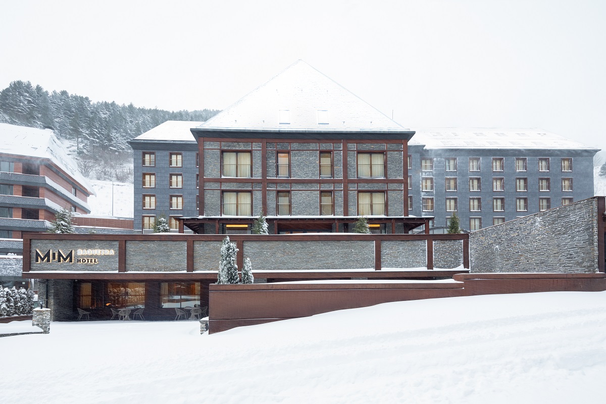 external facade and snpw covered mountain view at MiM Baqueira