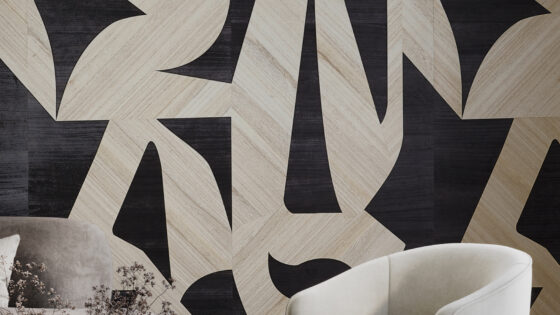 Modern Muse wallcovering from Phillip Jeffries. Black and white line pattern