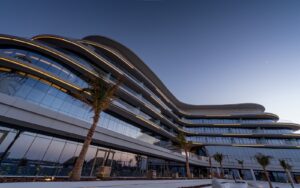 curved and contemporary exterior of SO Ras AL Khaimah