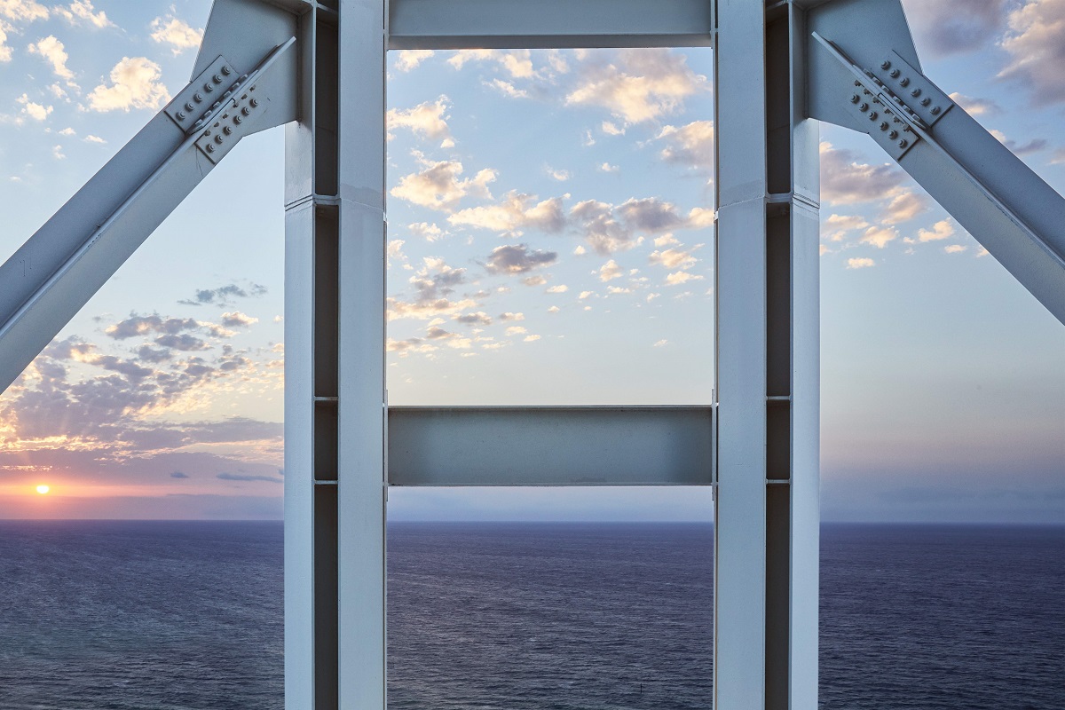 architectural structure framing view of Hotel arts Barcelona