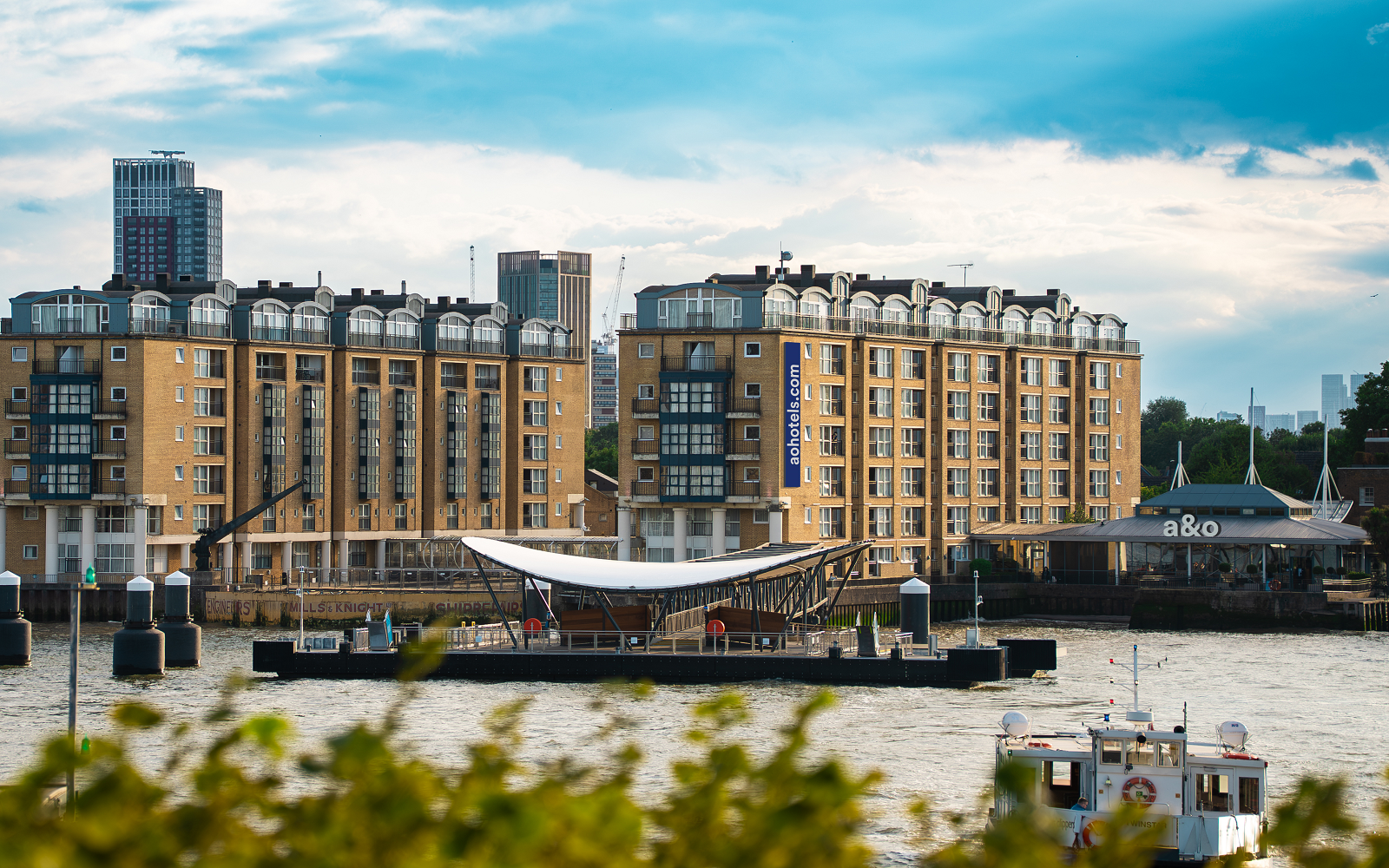 view across river Thames to ao hostel