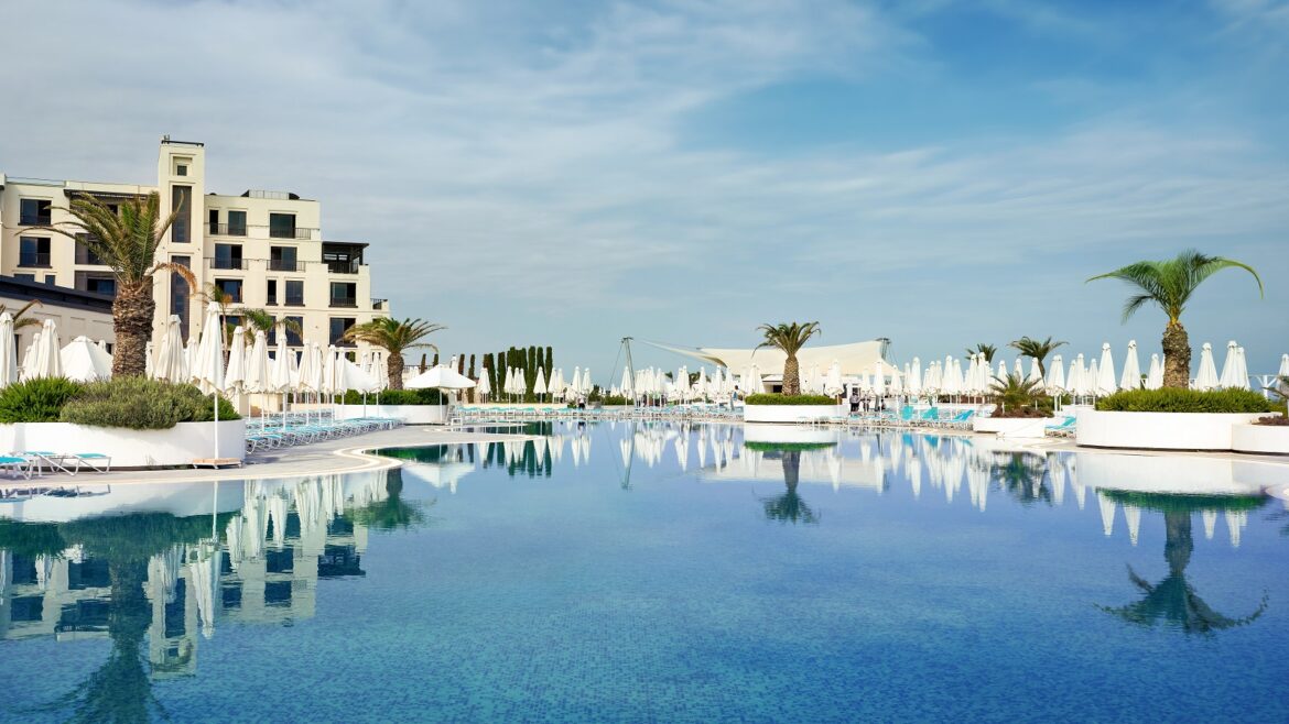 swimming pool and resorNobu hotel - Sea Breeze is a unique resort and residential complex on the coast of the Caspian Sea,