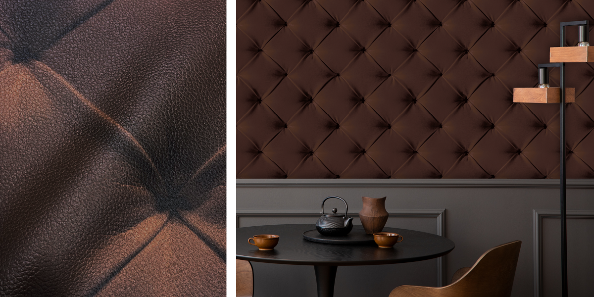 chesterfield wallpaper alongside detail of chesterfield inspiration