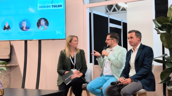 HD Editor Sophie Harper with 2 panellists at Independent Hotel Show 2025