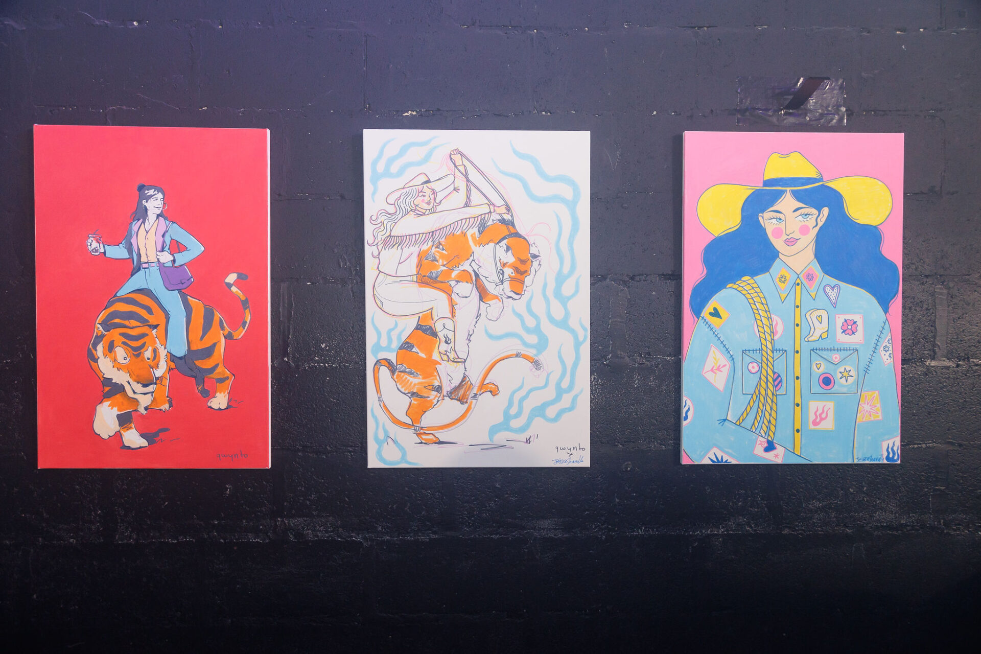 Three canvases painted by artists during The Brit List Awards 2025