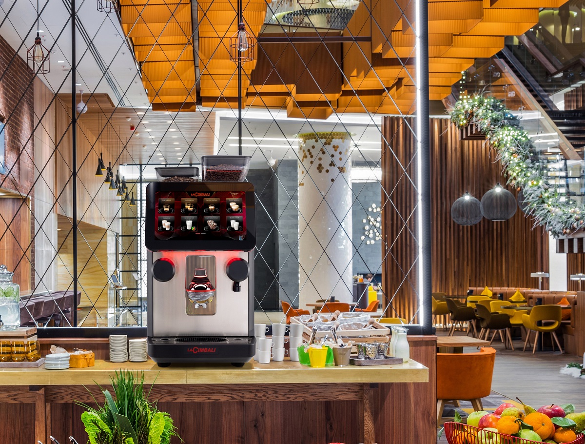 supera coffee machine on counter in hotel bar