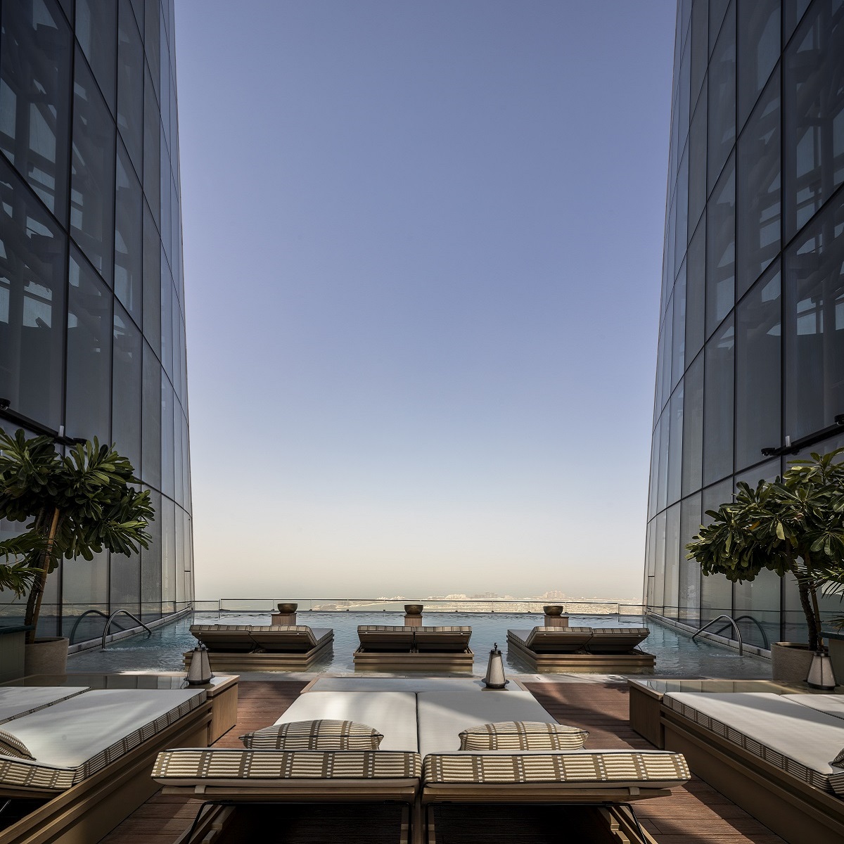 roof top infinity pool between high rise buildings in Dubai