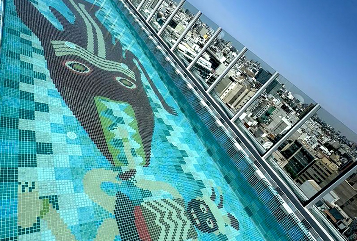 mosaic pool detail in nhow_Lima_