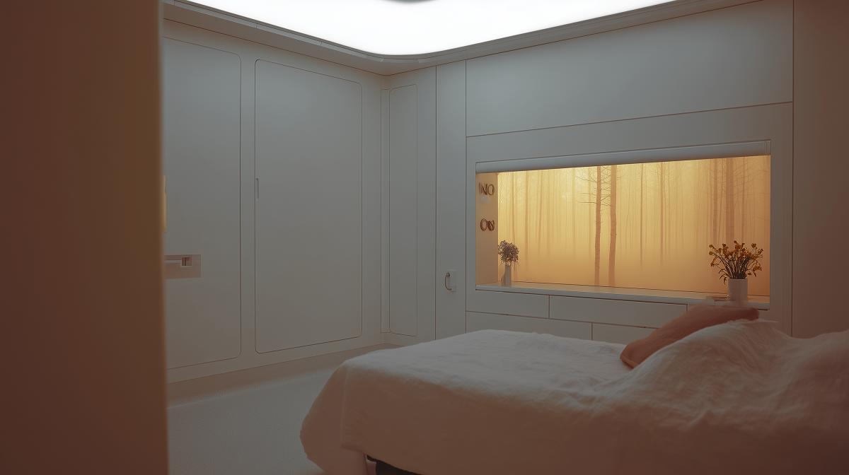 the future laboratory - the architecture of sleep - ai image of bed with light filled window
