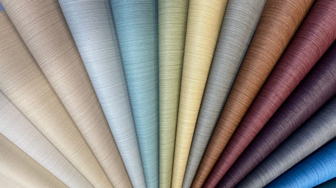 fanned colour swatch of Eri Silk from Newmor wallcoverings