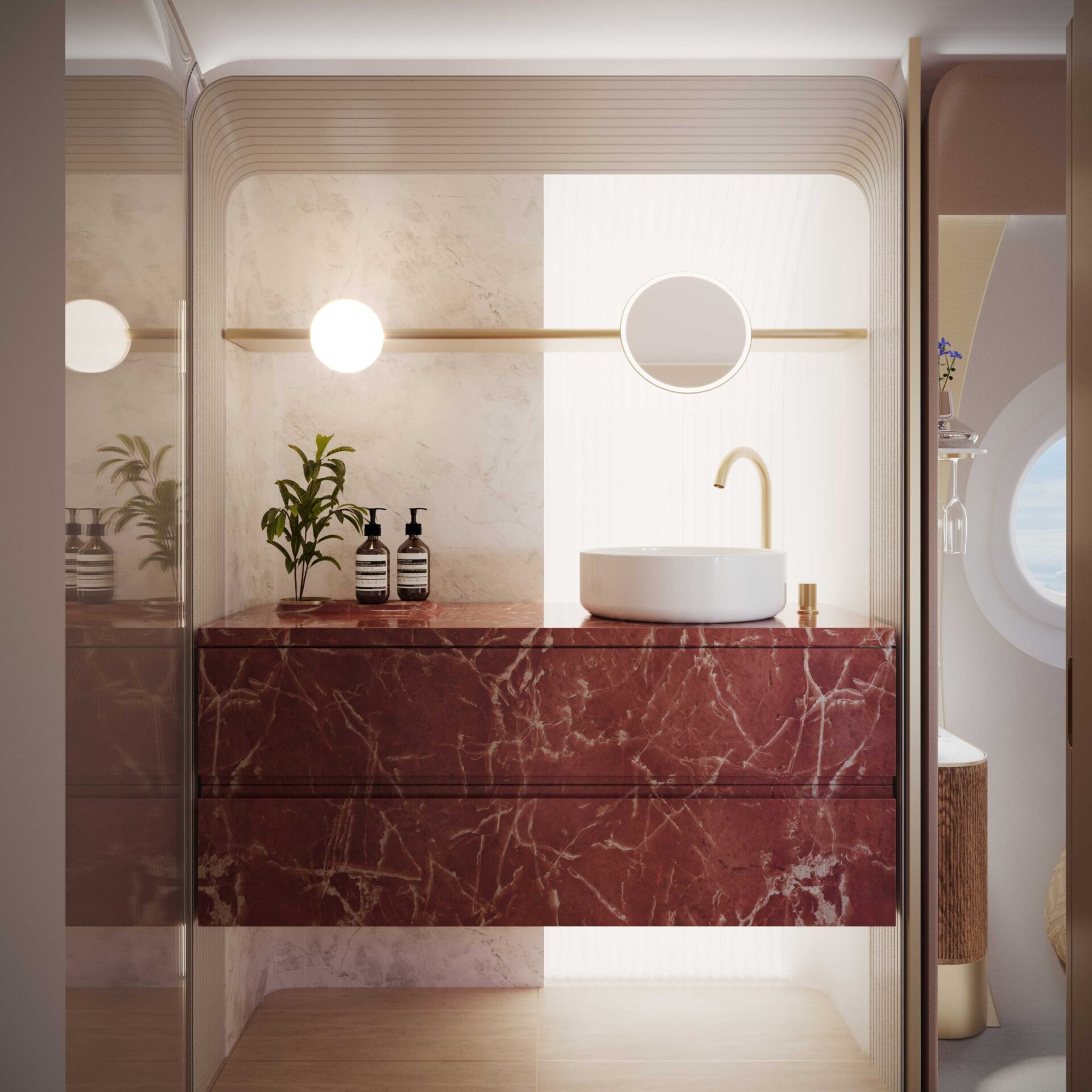 Afterglow aircraft cabin washroom by JPA Design