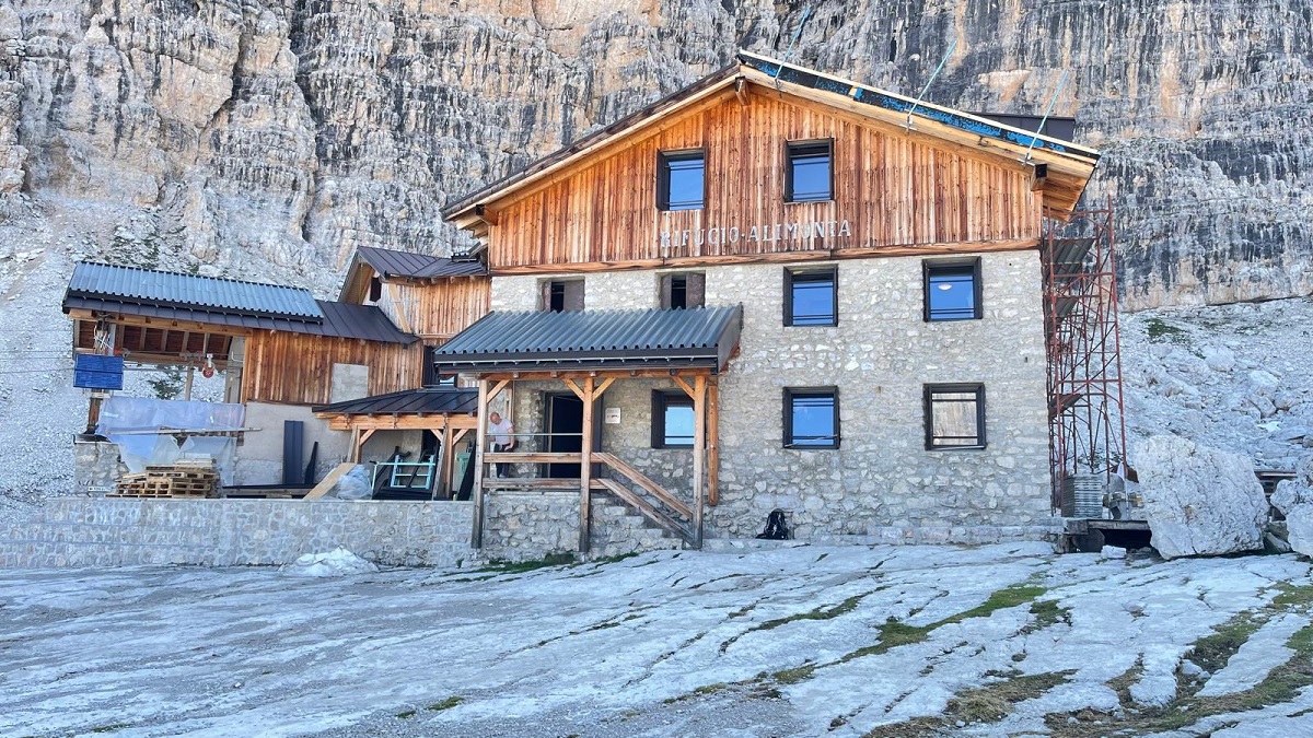 alpine Refugio Alimonta with Corian surfaces used in refurb