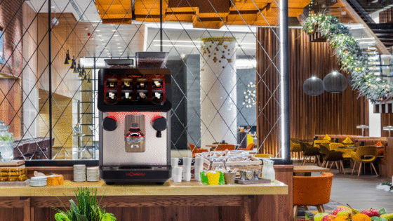 Cimbali supera coffee machine on hotel bar