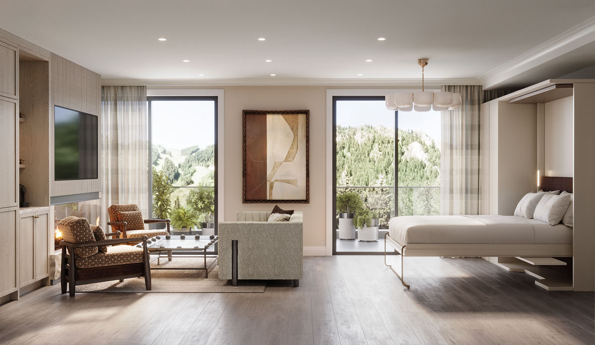 white elephant aspen bed and seating are with mountain views