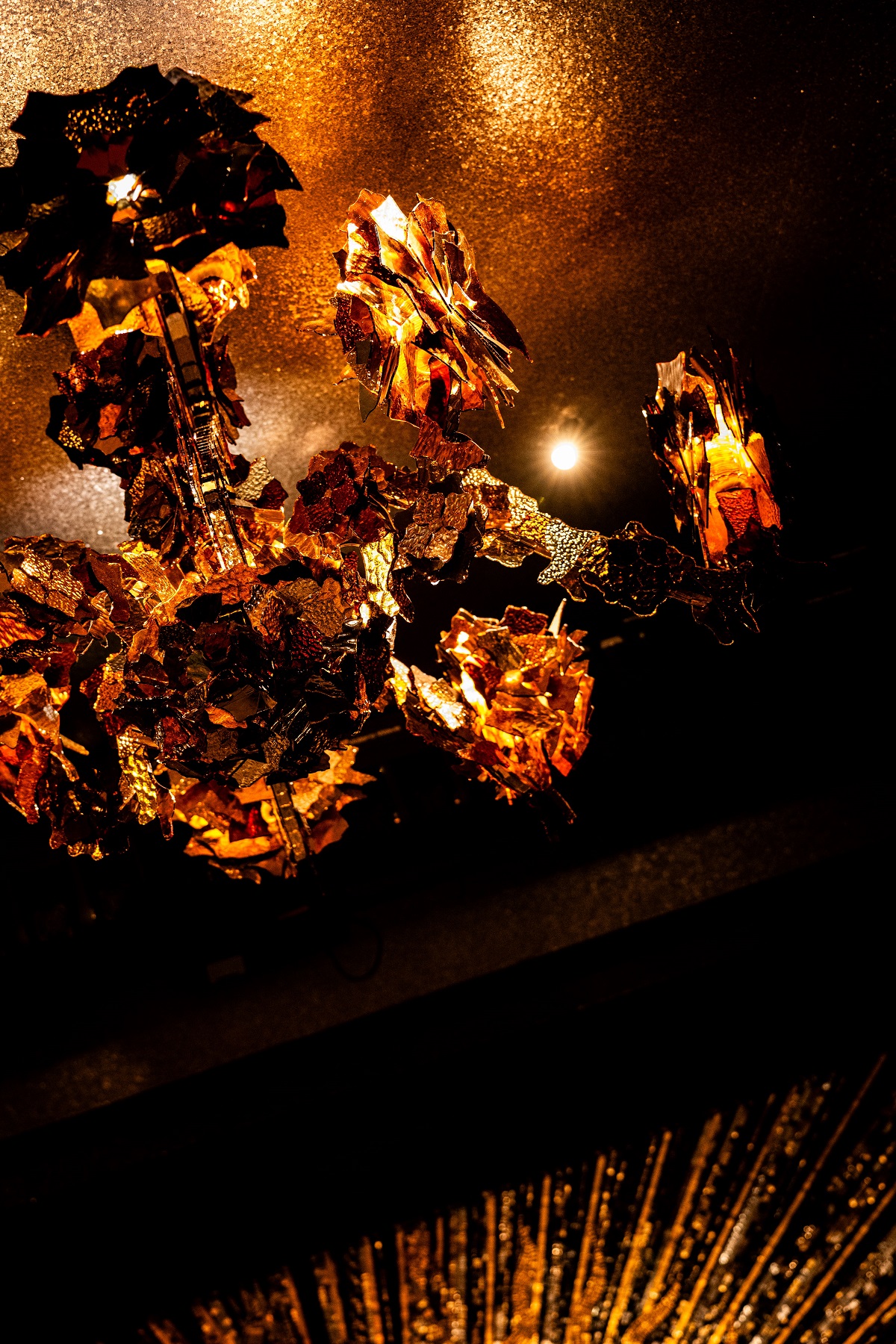 gold sculptural lighting feature detail