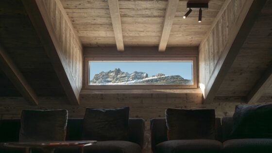 mountain view framed by window at Rosapetra Spa