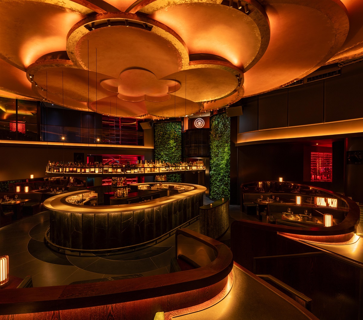 bold architectural lighting in restaurant design by Rockwell Group_COTE Vegas