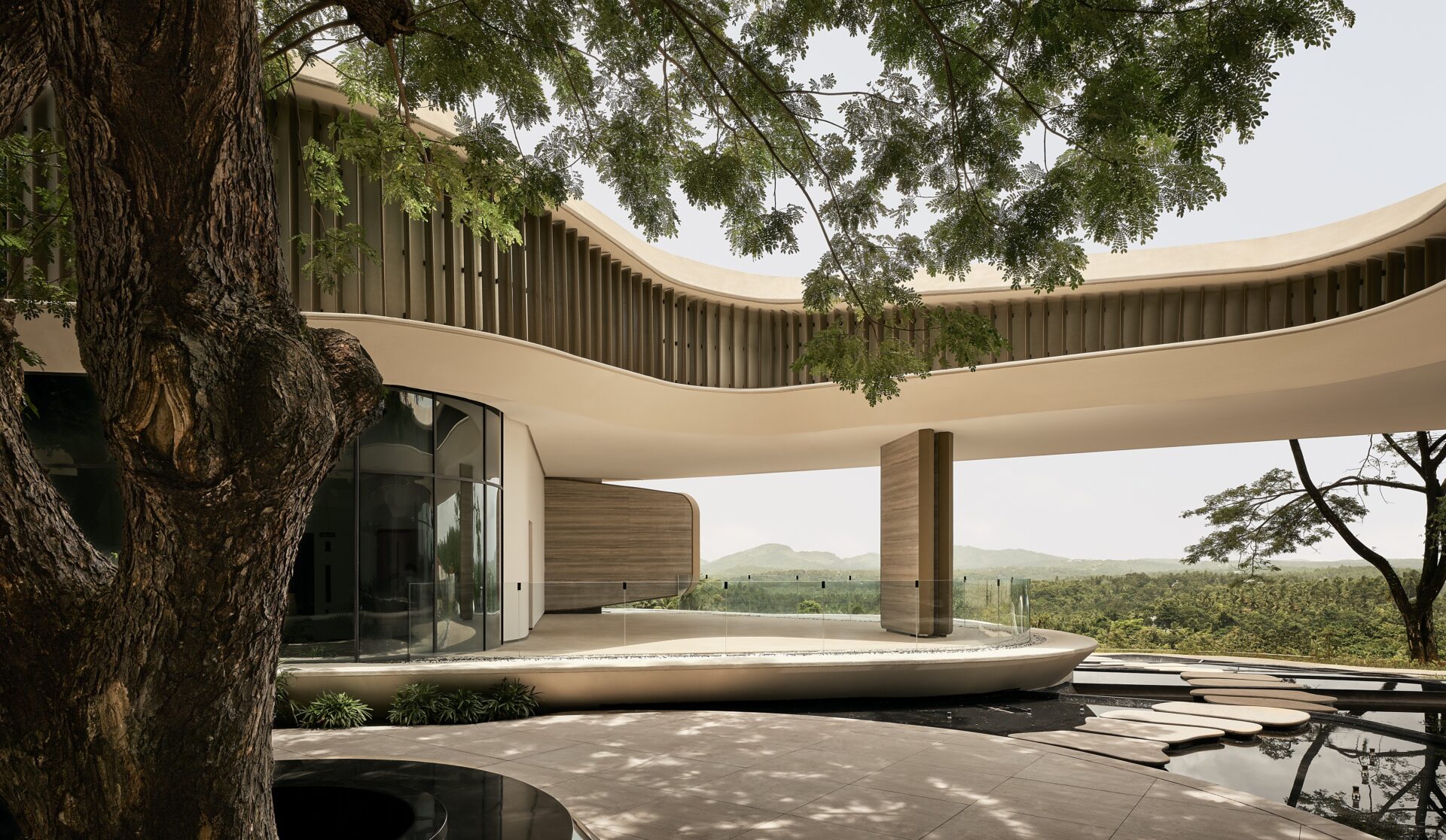 organic curves in exterior architecture at tulåh, a pioneering clinical healing sanctuary