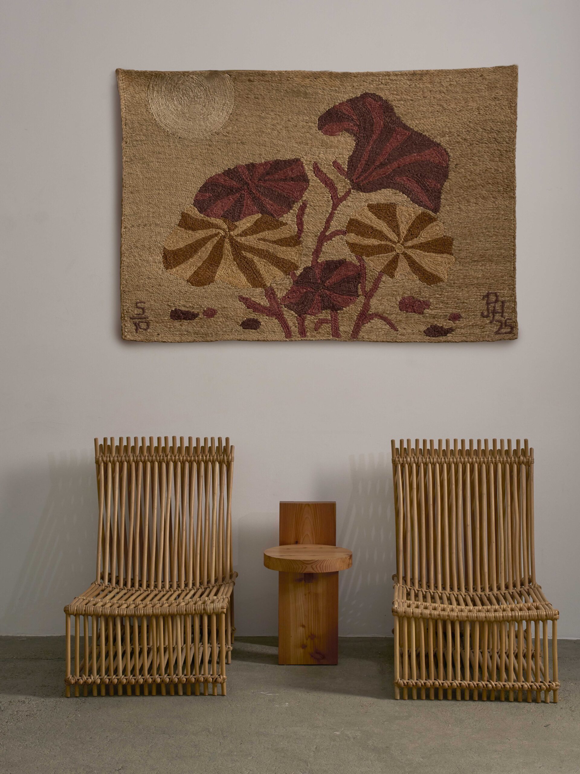 Pelican House rug hung on wall as art