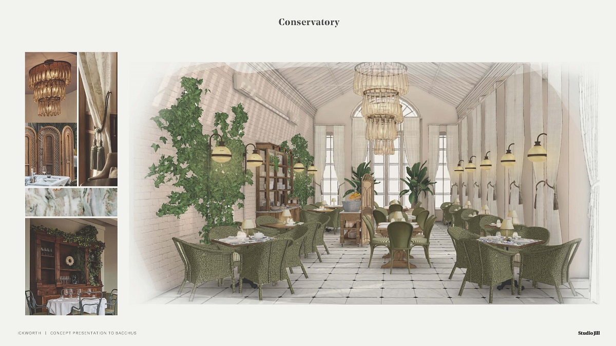presentation image from the drawing board of Studiojill for the conservatory The Ickworth