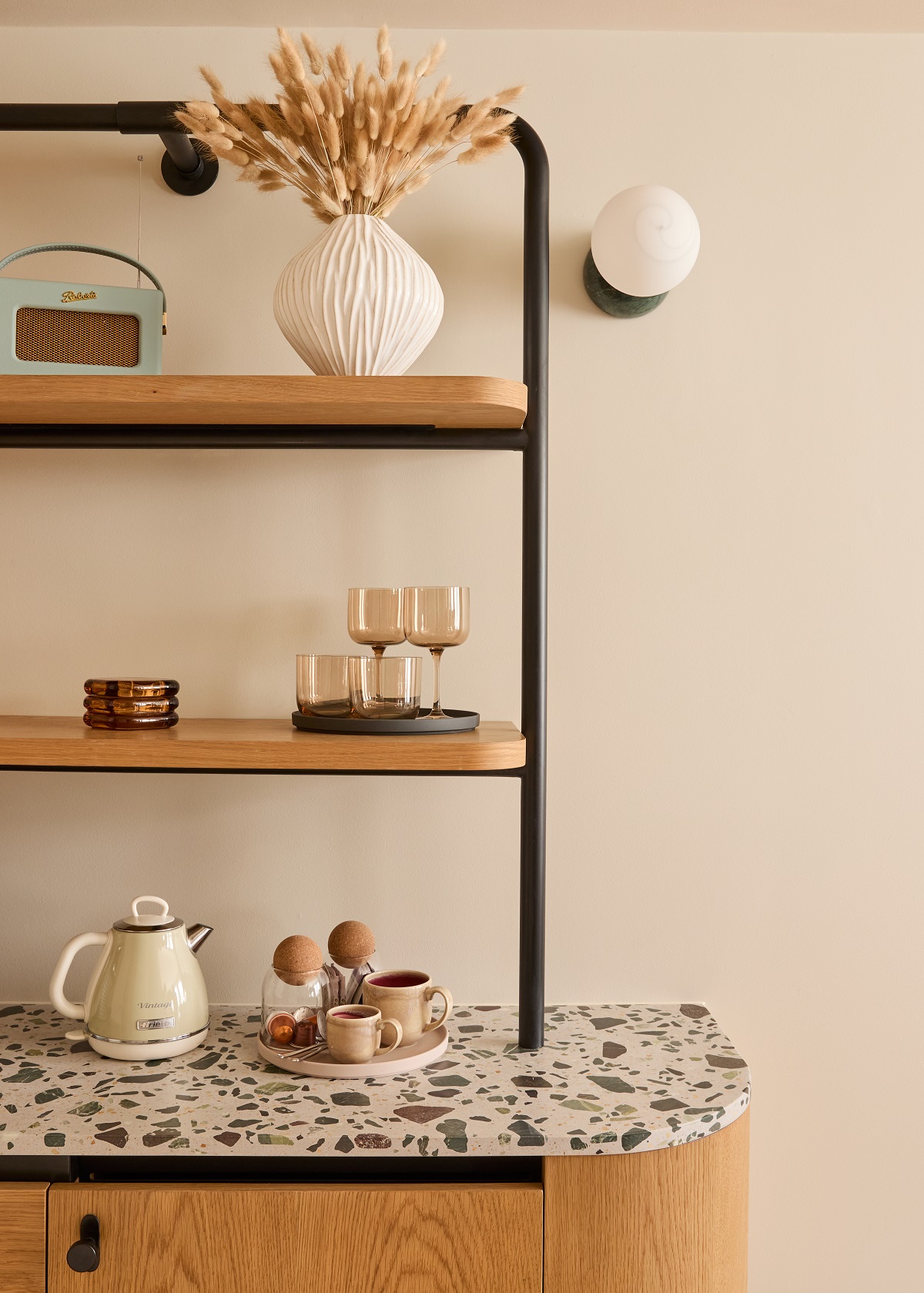 book shelf and accessories in hotel indigo guestroom