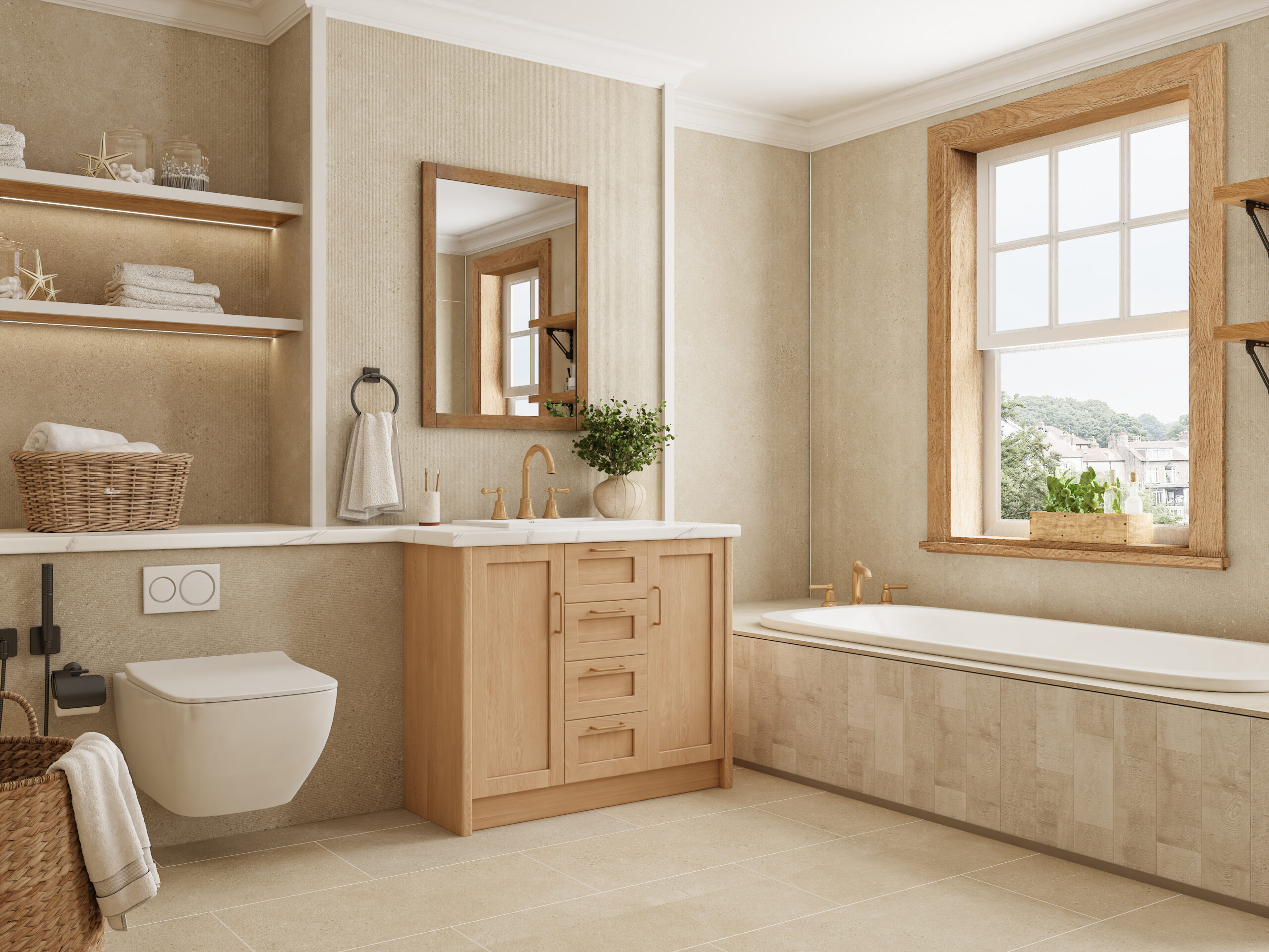 Pale hotel bathroom desigm by STEP GUARD