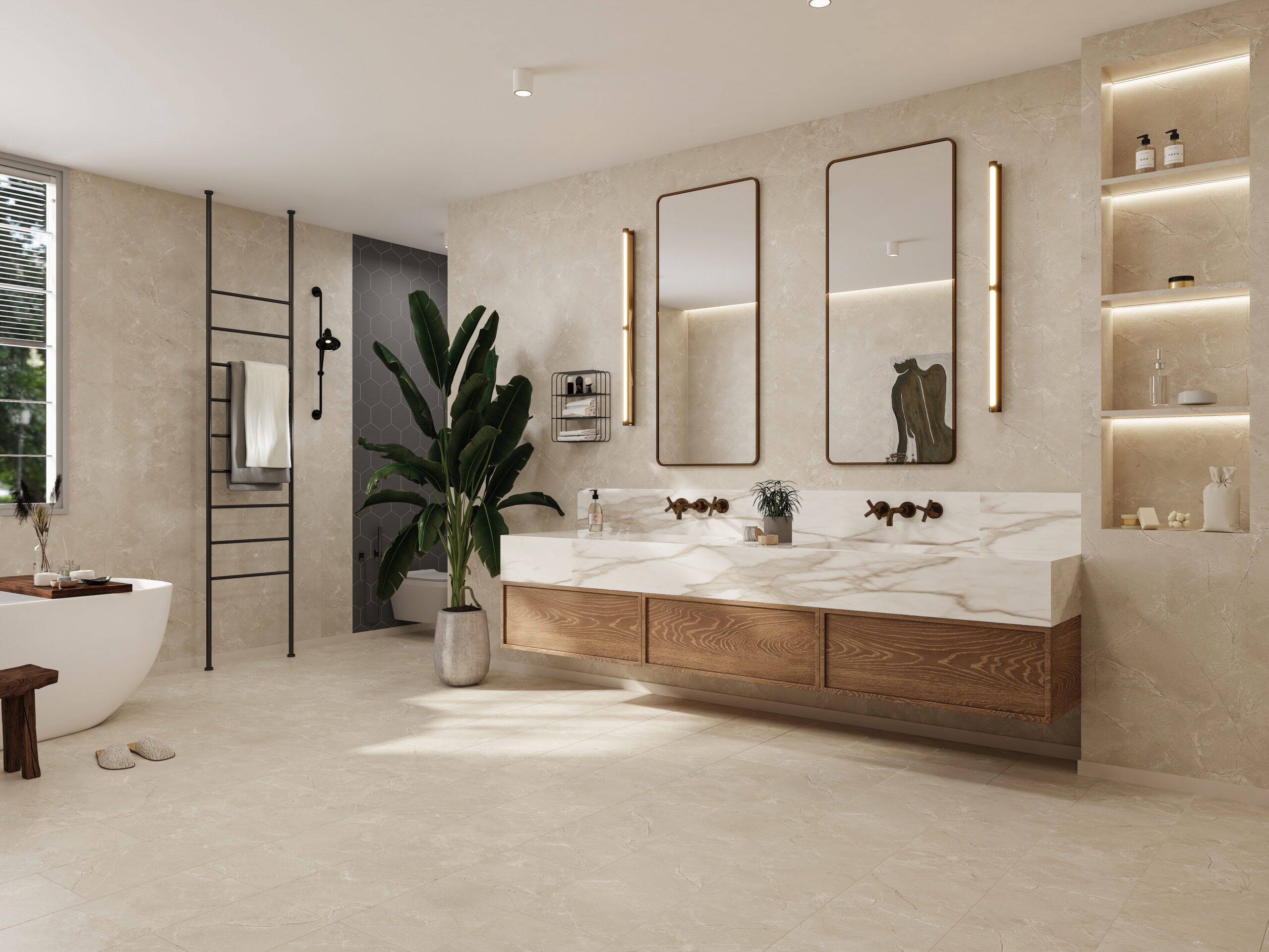 STEP GUARD fast panel in hotel bathroom design