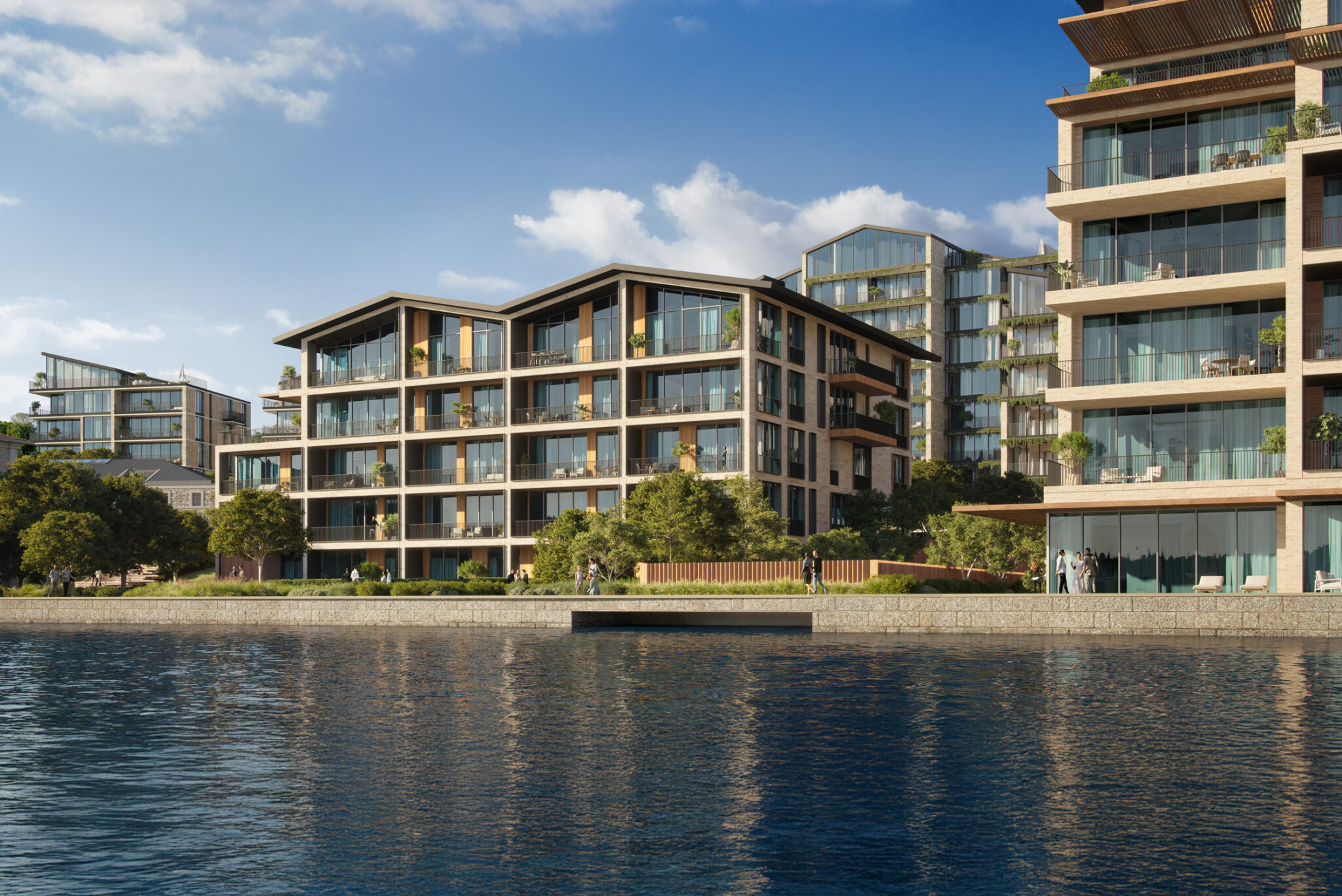 Glass exterior of Ailee Residences Istanbul, overlooking beach and oceana