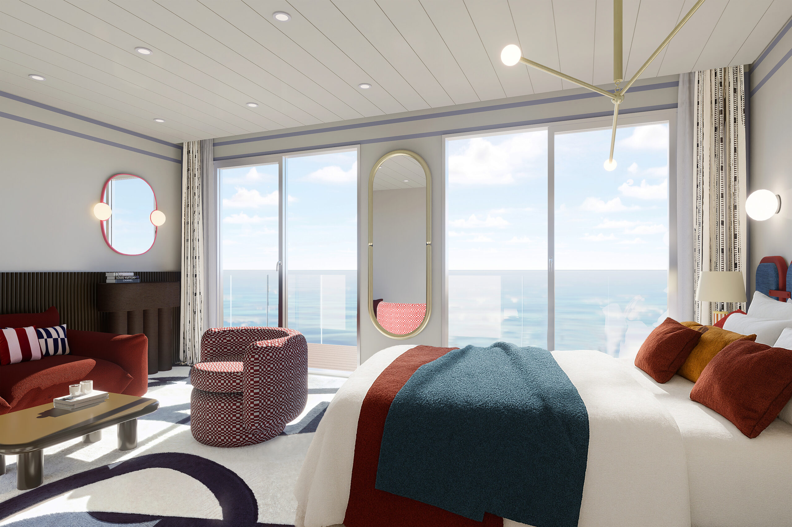 Cruise ship interior with mirrors by Luma Mirror