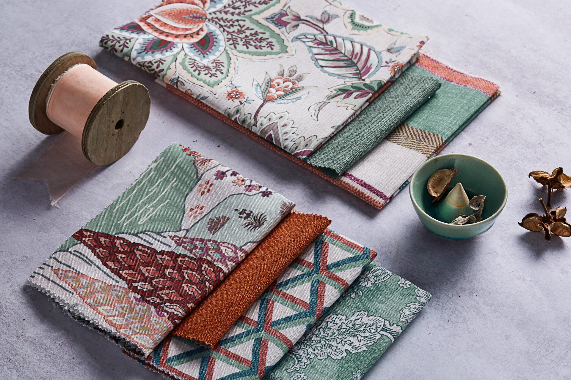 Edmund Bell silk road apricot flat lay 