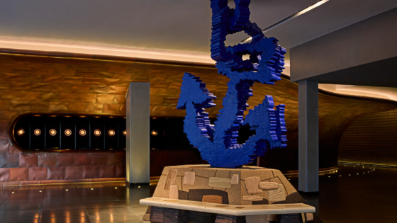 Blue anchor sculpture at Sea Containers London
