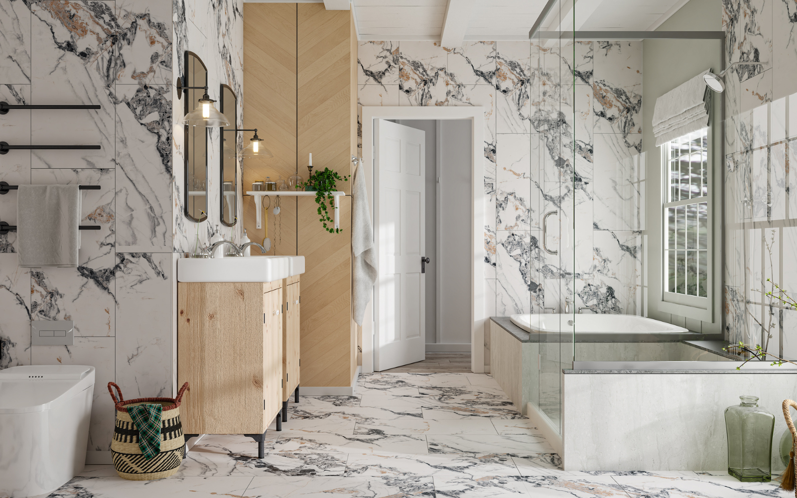 Marble look wall tile fastpanel from STEP GUARD