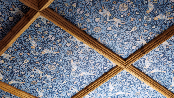 Morris & Co Strawberry thief wallpaper in blue