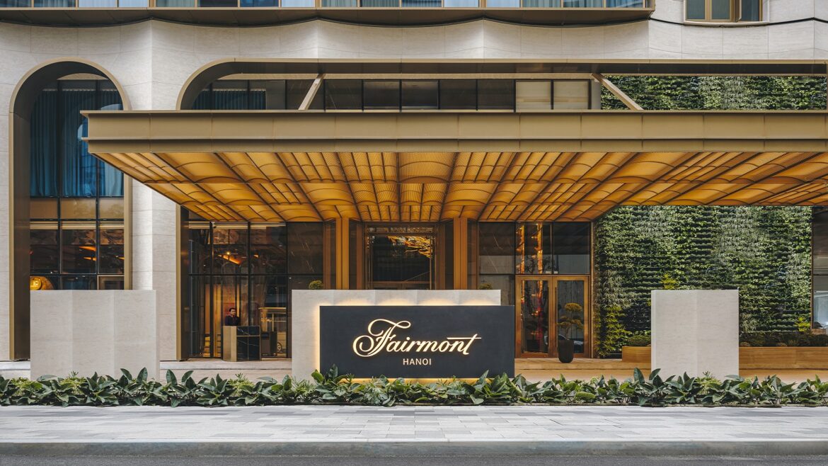 front facade and entrance of Fairmont Hanoi vietnam