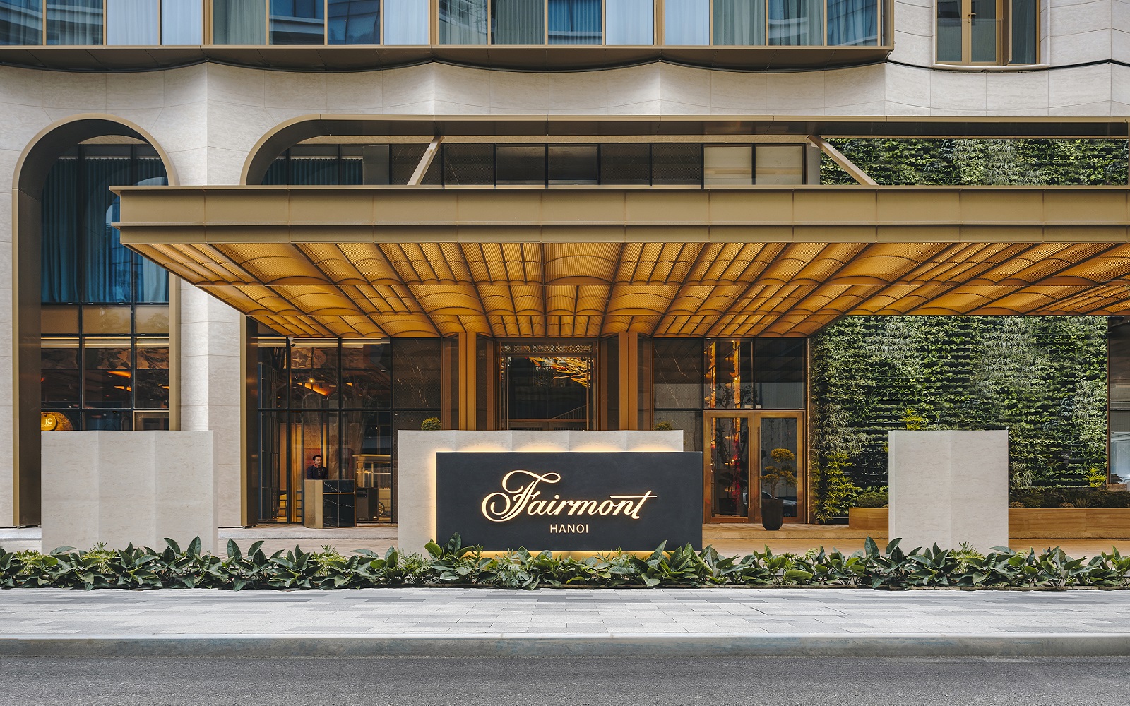 front facade and entrance of Fairmont Hanoi vietnam
