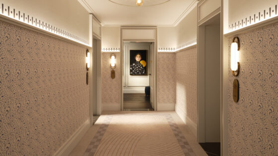 Hallway at Mandarin Oriental Vienna, with Ulster carpet