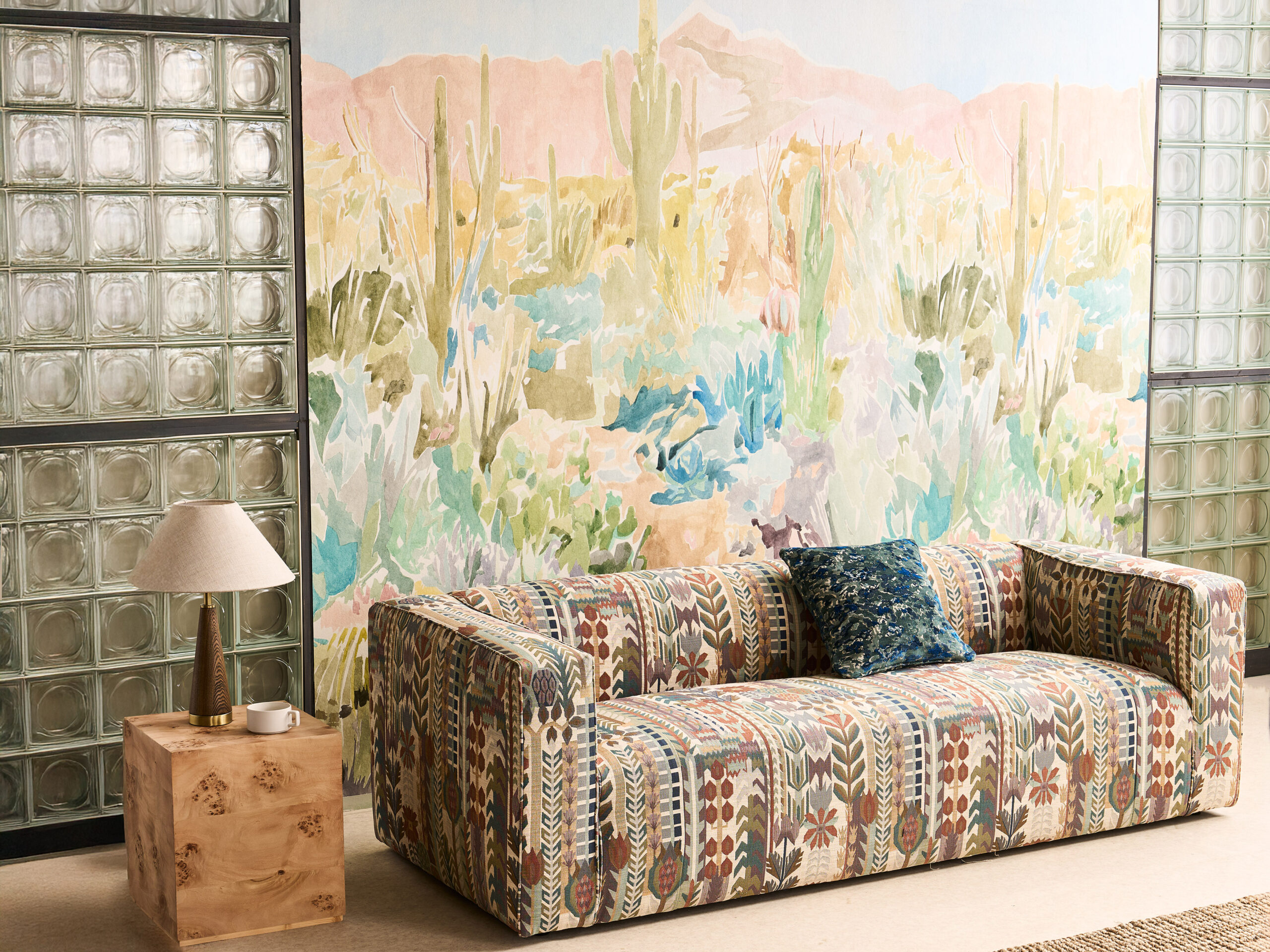 Sanderson Design Group Harlequin Zamora fabric on sofa