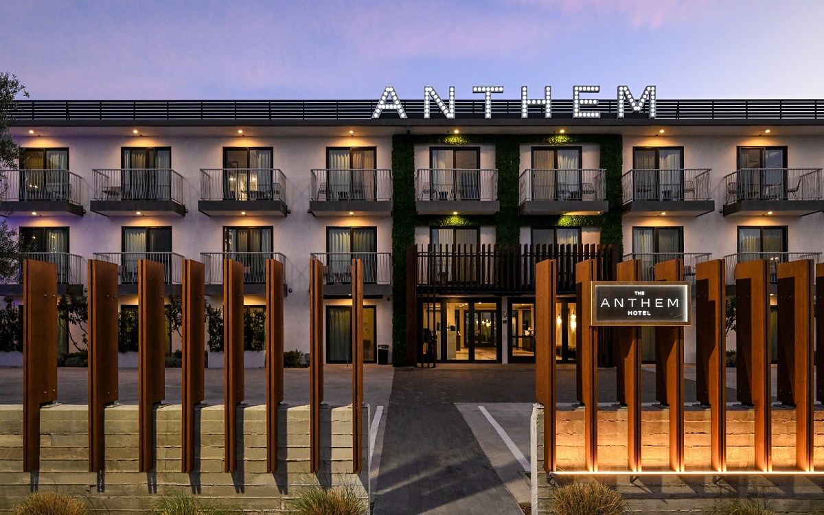 The Anthem Los Angeles exterior facade with lighted signage