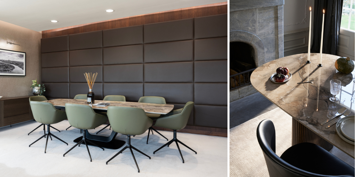 The Brompton at Harrods Aviation project, featuring BoConcept Alicante table BoConcept Santiago dining table 