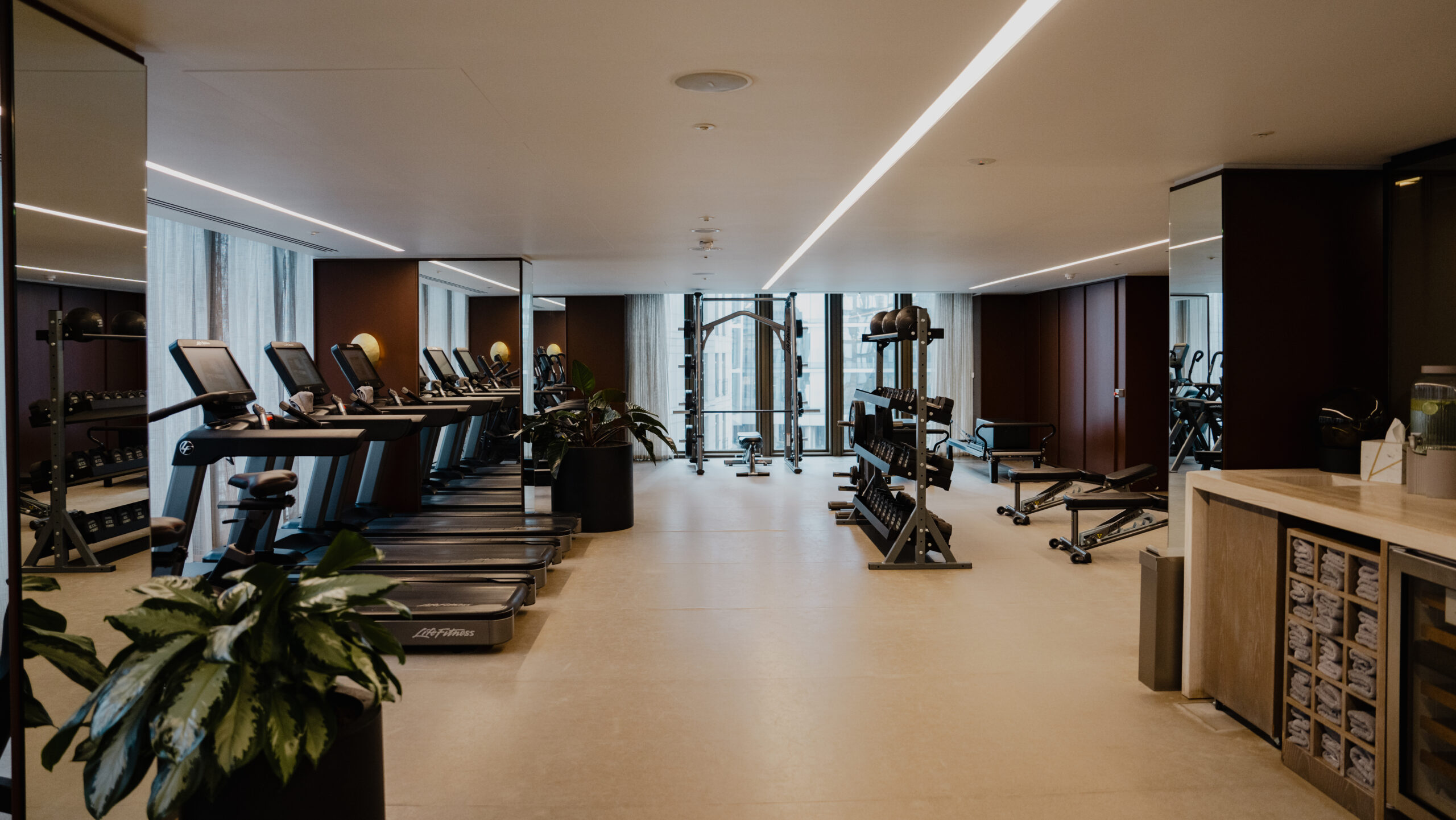 Gym equipment in hotel space from Life fitness
