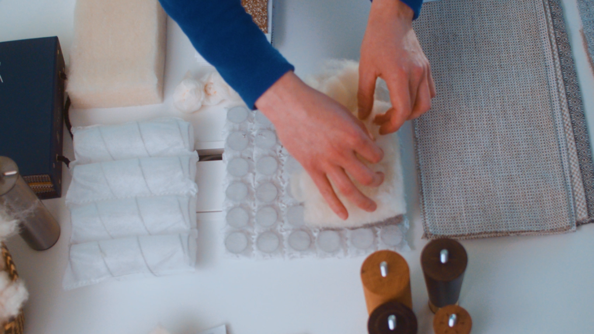 Mattress materials being assembled by hand in the Hypnos factory