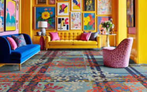 Plaid carpet with Philippine-inspired patterns from Brintons