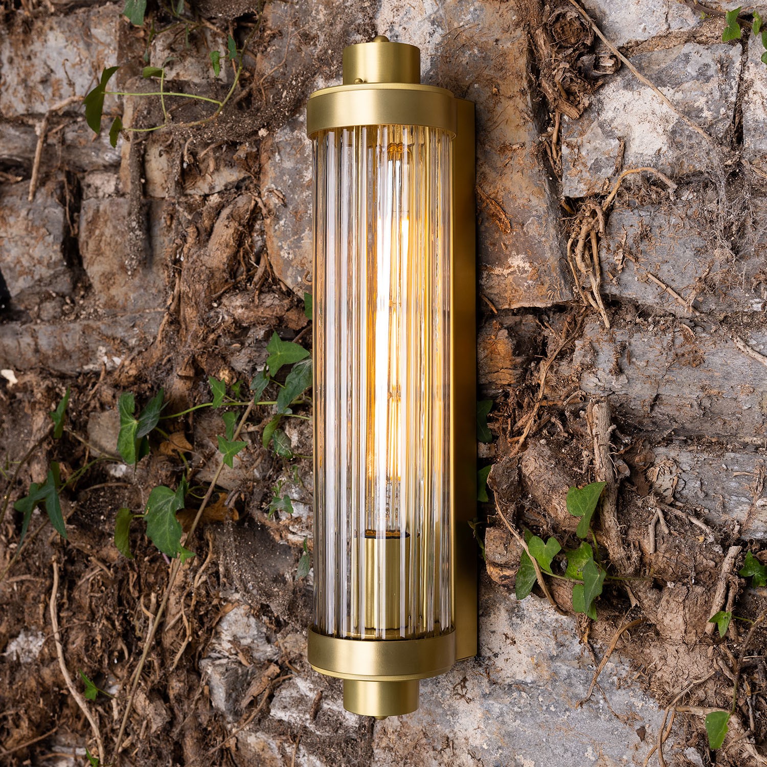 Louise rippled glass brass bathroom wall light - @tomasborza