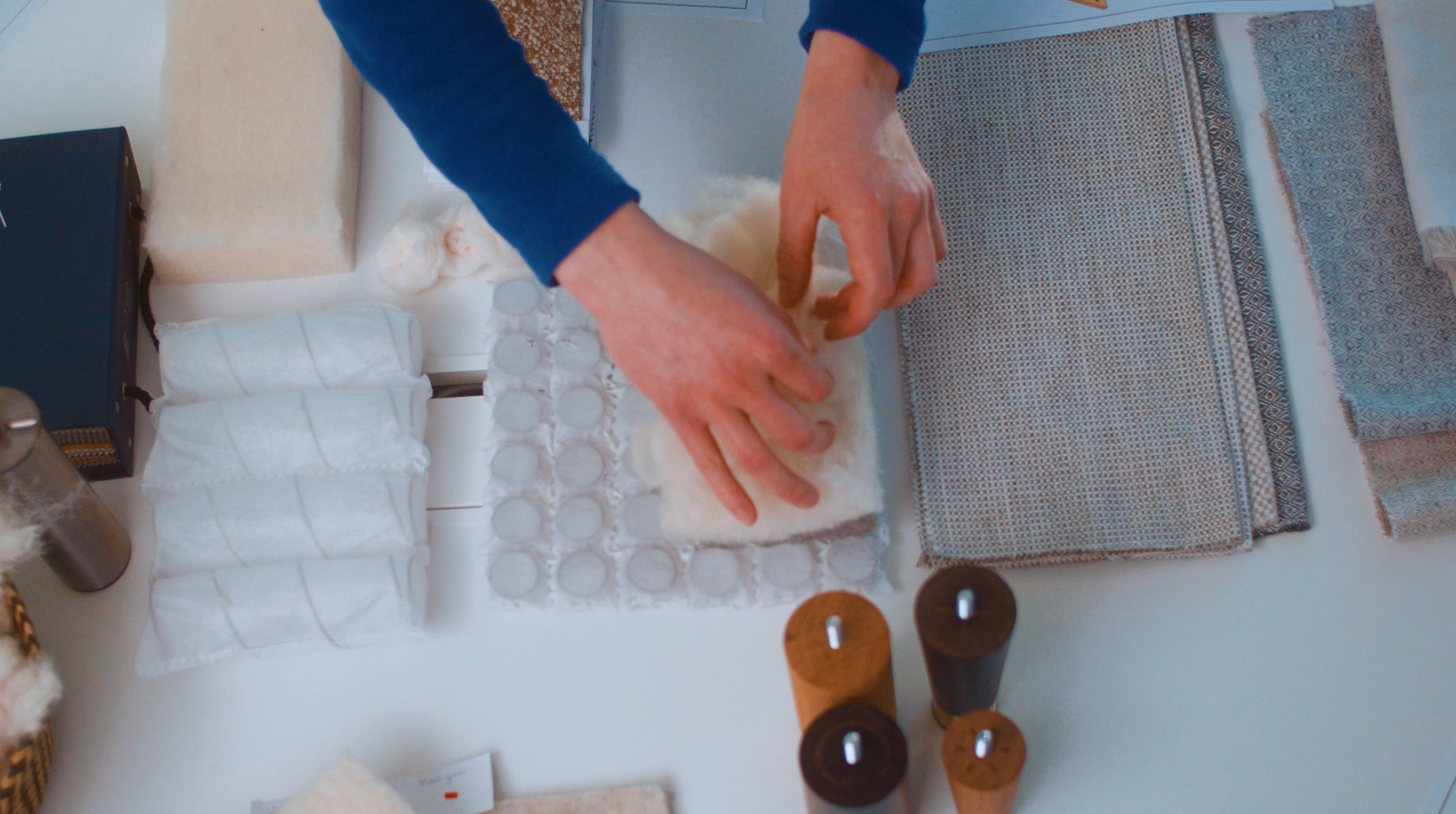 Components of mattress being layered