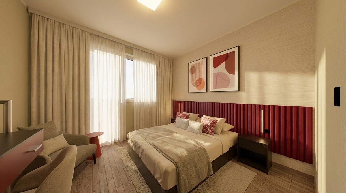 Render of a Guestroom at the Series by Marriott Hotel in Rimini, Italy
